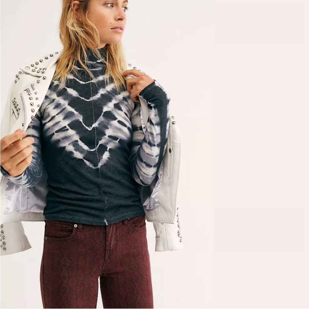 Free People Psychedelic Black Long Sleeve Top